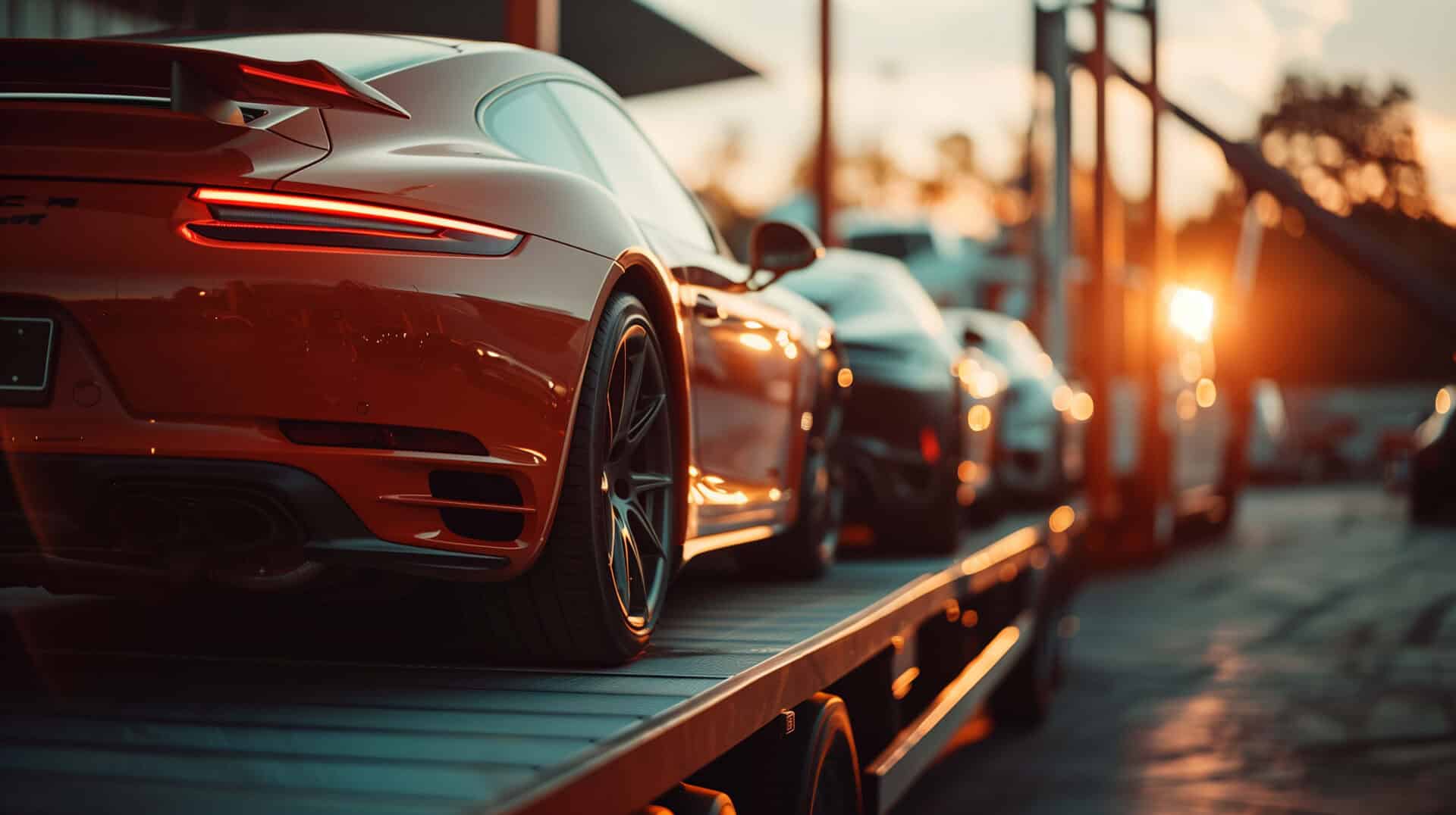 Porsche Importfahrzeug auf Anhänger